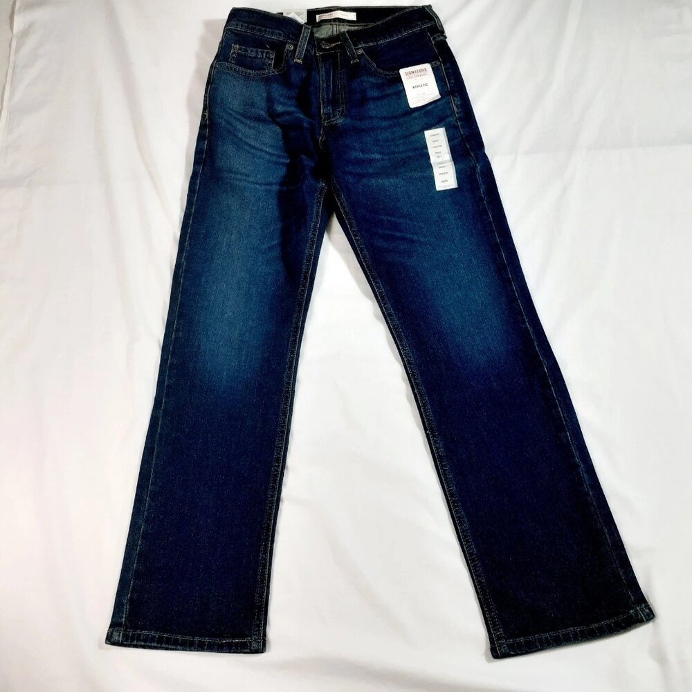Levi Strauss Signature Jeans Mens 28x30 Athletic Fit Dark Wash Denim - Picture 2 of 14